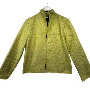 Painted Pony Womens Embroidered Jacket Small Green Fuax Suede Made In USA